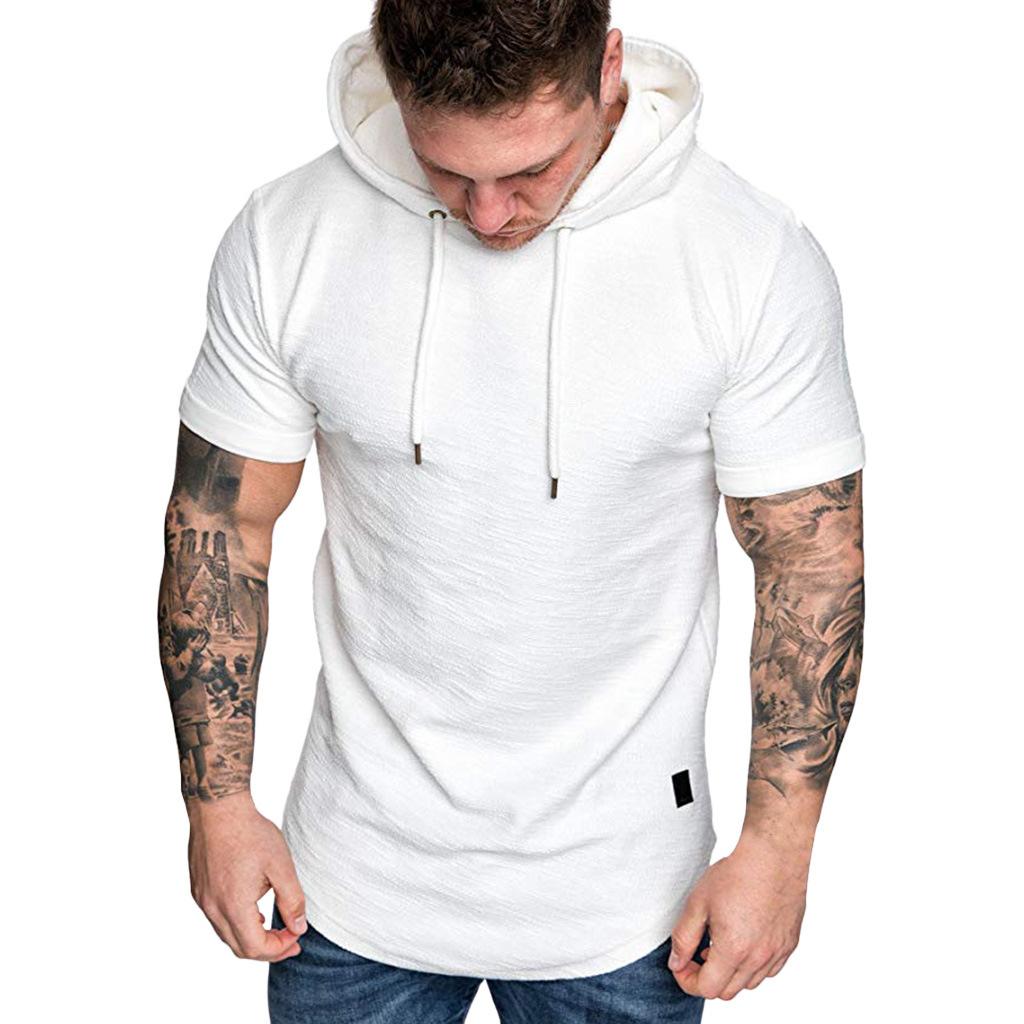 King Billion Zomermode Heren T-shirts Korte Mouw O-hals Capuchon Effen Kleur T-shirts Casual Workout Fitness Heren Sport T-shirt XXXL