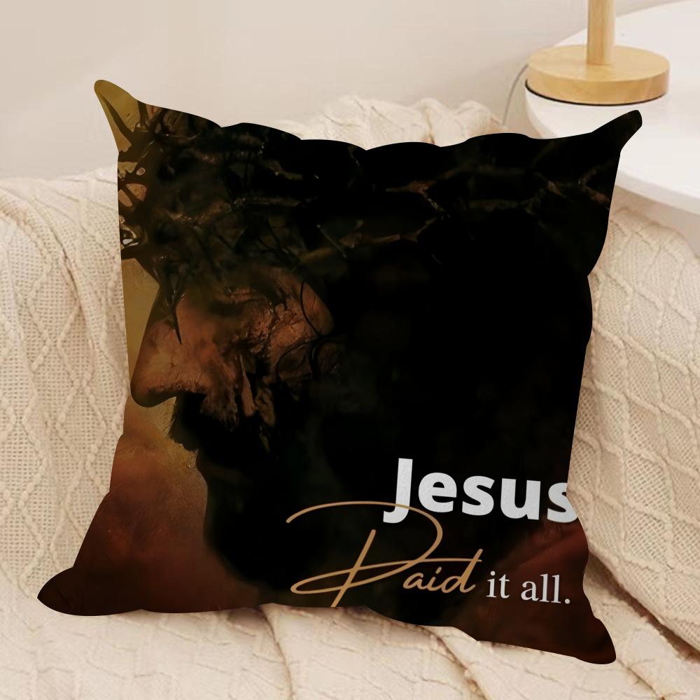 Good Friday Christ Text Cushion Cover Silky Short Plush Invisible Zipper Dustproof Sofa Pillow Case for Home Decor