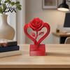 One-piece Molding Love Art Heart Shaped Rose Statue, 3D Printed Eternal Flower Art, Burr-free Romantic Keepsake Resin Sculpture for Home Decor,