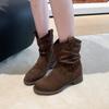 Women's Chunky Heel Platform Ankle Boots,Western Cowboy Martin Style,Stacked Booties for Dress