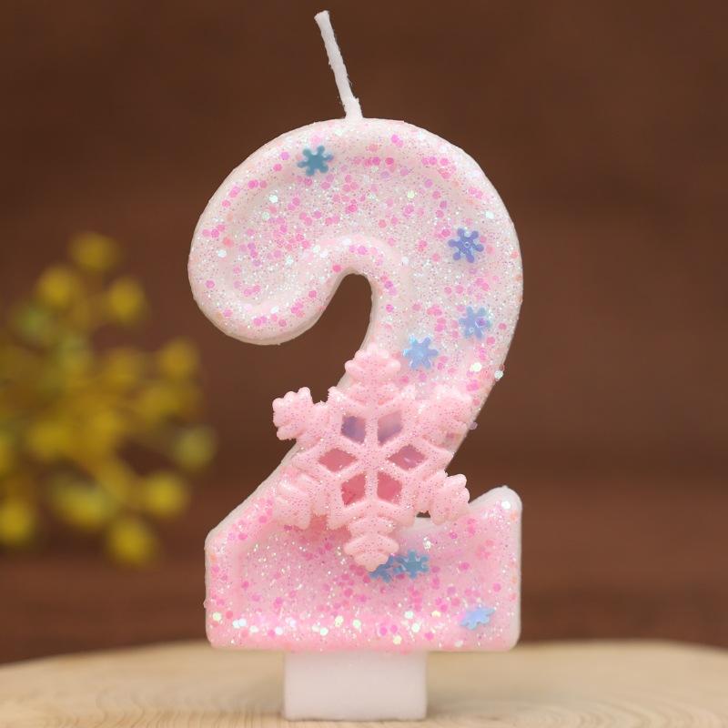Handmade Pink Snowflake Digital Birthday Candle New Creative Cake Birthday Party Candle