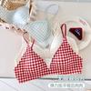 French underwear women's deep v-neck sweet thin shoulder strap thin thin thin jelly soft support without steel ring triangle cup bra