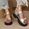 Fashion New Women Roman Style Sandals Thick Bottom Platform Sandals Breathable Fashion Round Toe Slip-On Shoes Comfortable Summer Shoes
