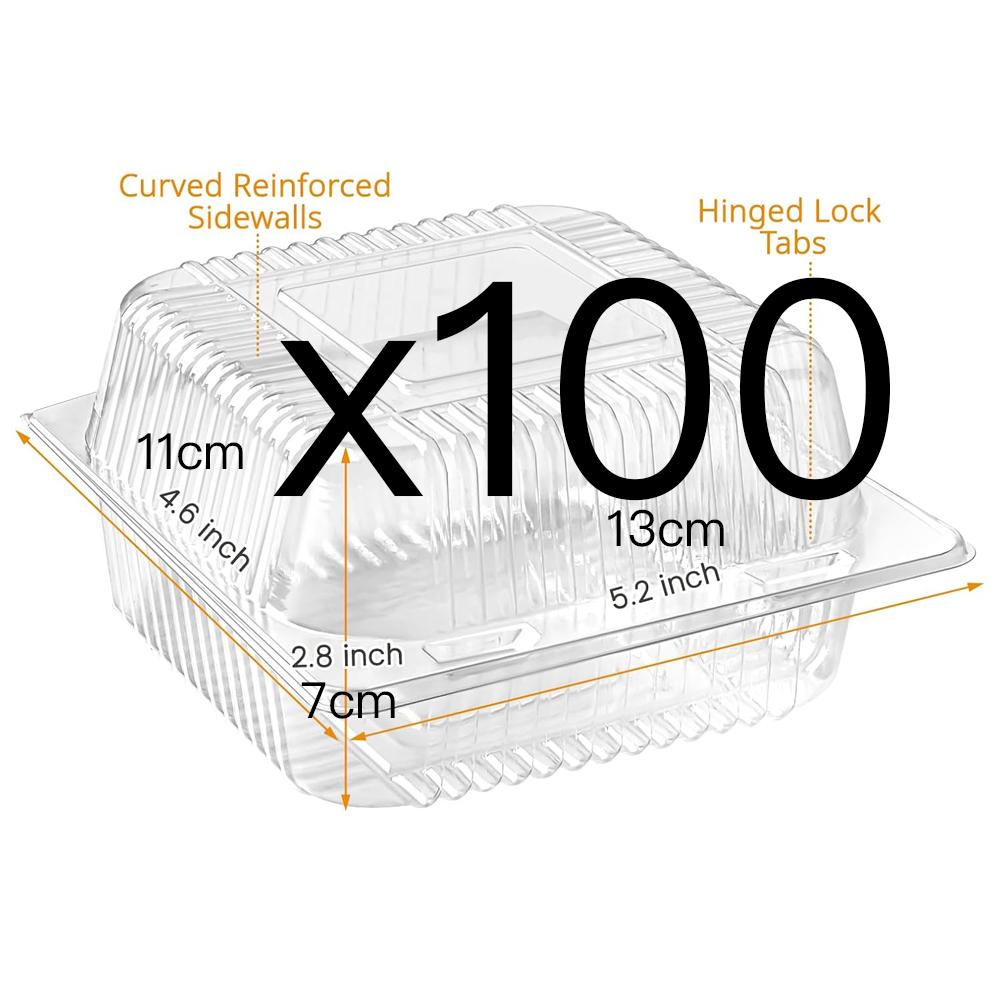 Clear Plastic Containers with Lids for Food, Thickened Disposable Sandwich Containers Clamshell Boxes for Cake Slice, Dessert