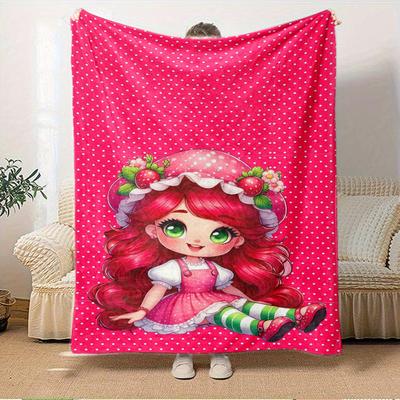 1pc Strawberry,Cute,CartoonPrint Blanket Suitable for All Seasons, Perfect for Home, Travel, or Camping 259