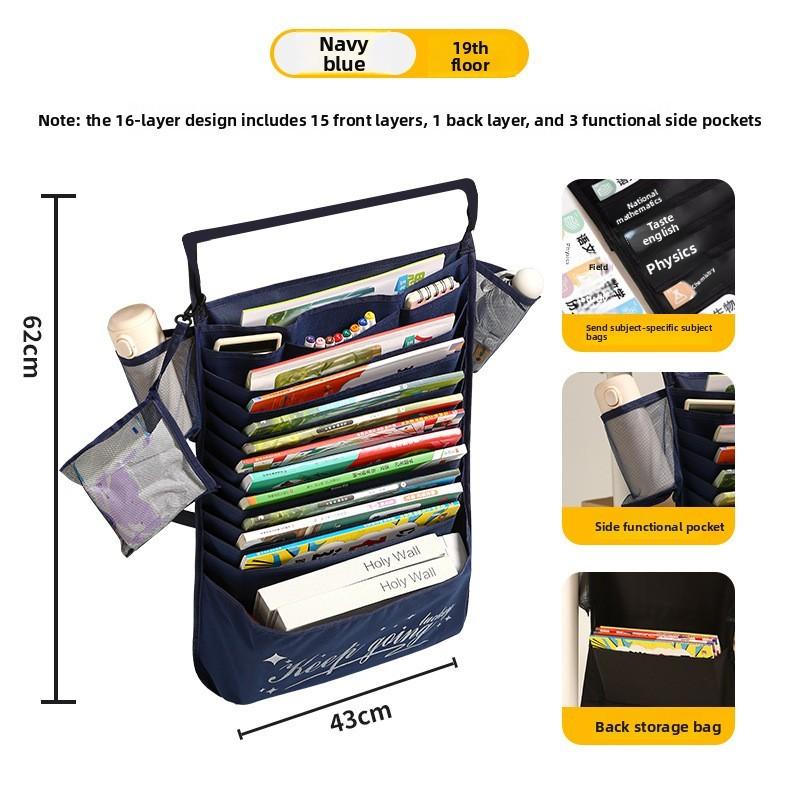 Oxford Cloth Multilayer Wall Mount Organizer With Hanging Design For Classroom And Home Storage