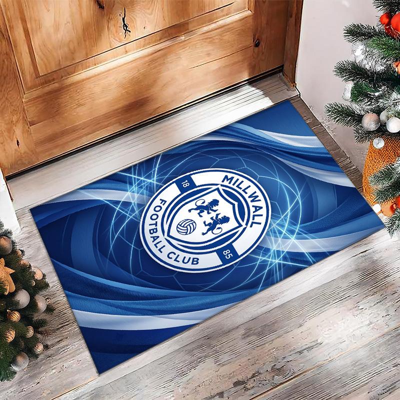 Millwall Football Print Crystal Velvet Rug, Comfortable Water Absorbent Non Slip Indoor Floor Carpet