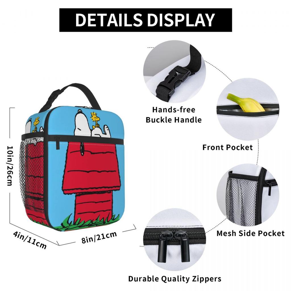 Snoopys Woodstock Doghouse Insulated Lunch Bags Portable Reusable Thermal Bag Lunch Box Tote Beach Outdoor Food Bag