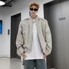 Men's High-End Short Leather Motorcycle Jacket - Trendy Spring/Autumn Street Style with Stand-up Collar