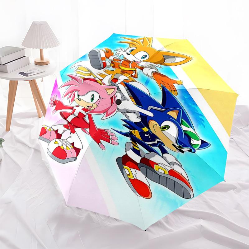 

1pc Sonic, Tails & Amy Automatic Opening Folding Umbrella 8 Bone Iron Frame, Portable Design, Outdoor, Ideal Gift for Fans, Travelers, Daily Use.M100