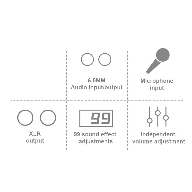 DSP99 Karaoke Mixer With 99 Digital Reverberation Effects BT5.0 Independent Control For Music And Microphone