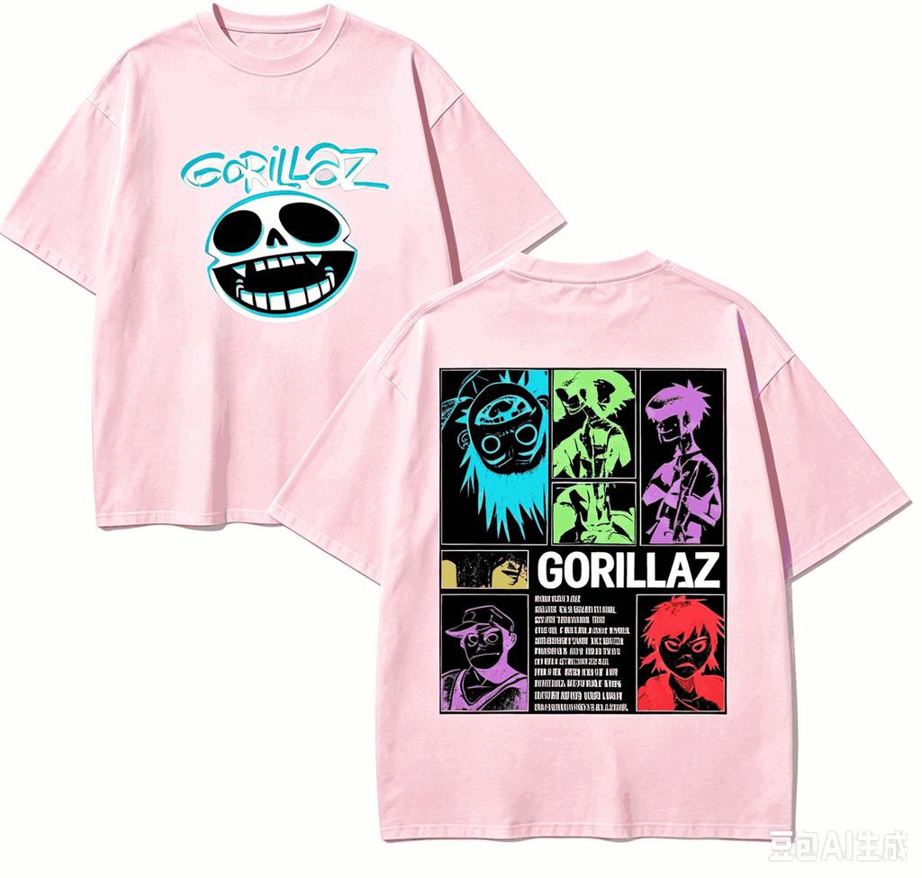 Gorillaz For Fan Gift Tshirt Unisex Unisex Harajuku Oversizedunisex Short Sleeve Streetwear High Quality Couples Comfortable Soft