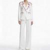 Niche Women's Spring Bowknot Distressed Denim Suit: Heavy Duty Short Jacket + Wide Leg Pants