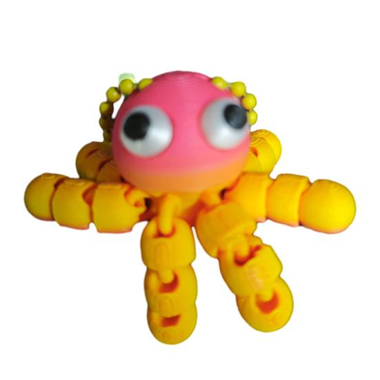 Keychain Pendant Octopus Shape 3D Printed Movable Joints Flexible Keychain Schoolbag Pendant Decompress Toy Souvenir
