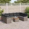 VidaXL Ensemble de canapé de jardin 10 pièces avec coussins en gris, poly rotin, acacia 3356165