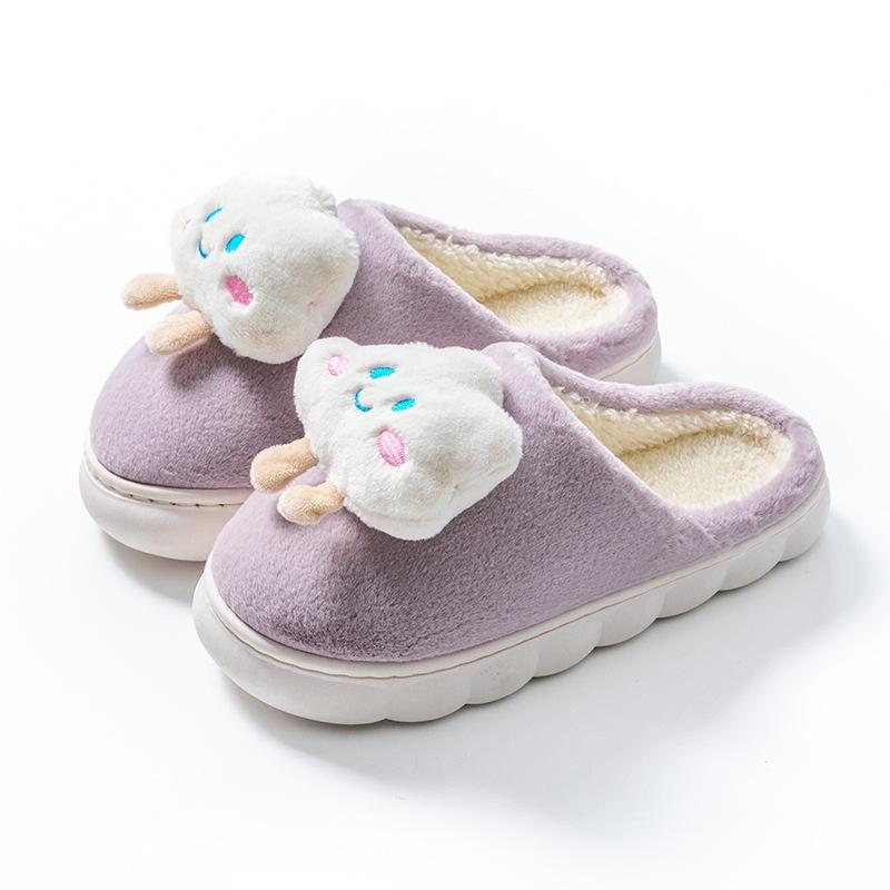 Cotton slippers winter home household indoor warm non-slip thick bottom couple hair slippers autumn and winter