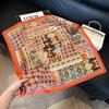 Silk scarf women's spring and autumn decoration versatile ins simple style striped square scarf streamer simulation silk fashion scarf scarf scarf