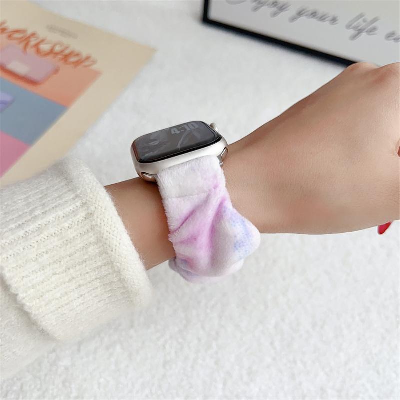 Y2k Korea Plyšový Pásek s Postupnou Změnou Barev Pro Apple Watch 42mm 46mm 49mm 45 44 41 Řemínek Pro Iwatch Řady 10 9 8 SE 7 6