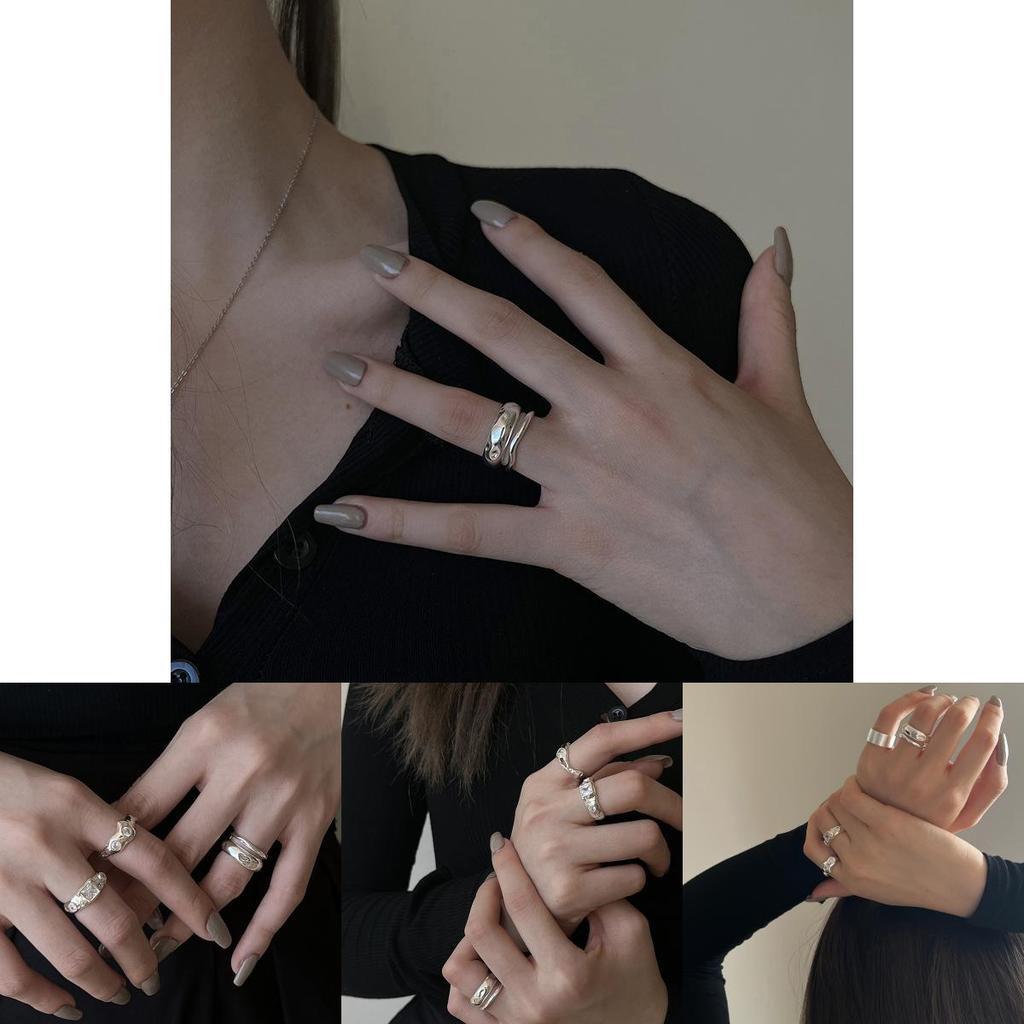 Stylish Unique Double Layer Textured Zirconia Ring For Women In Chic Minimalist Design