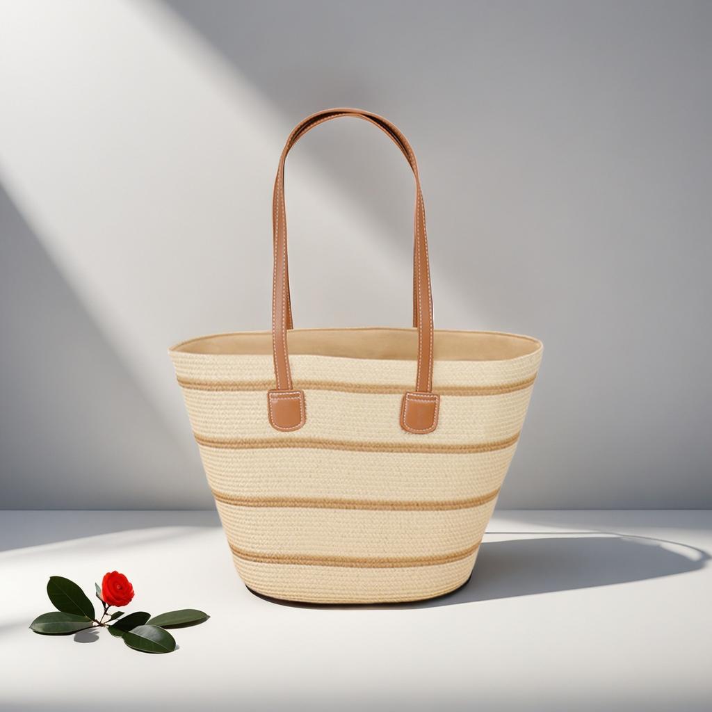 New Shoulder Straw Woven Bag Woven Bag Large Capacity Casual Versatile Fashion Women's Vacation Seaside Beach Woven Bag