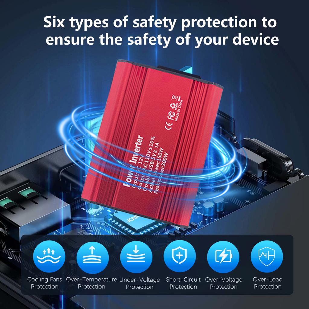 Car Inverter 150W DC 12V To AC 110V Power Converter Automatic Transformer with US Socket Dual USB Car Inverter Adapter Dropship