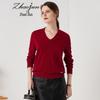 Zhaojun Women's V-Neck Pure Cashmere Sweater