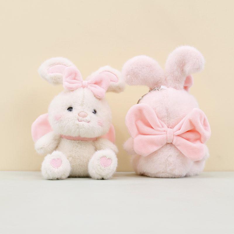 Adorable Plush Bunny Keychain With Bow Cute Rabbit Doll Bag Charm Soft Toy 17cm