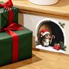 Seasonal Wall Decoration for Home Christmas Mouse Sticker PVC Waterproof Hole Decal Peel Winter Art And Stick Decor Holiday Party Festive
