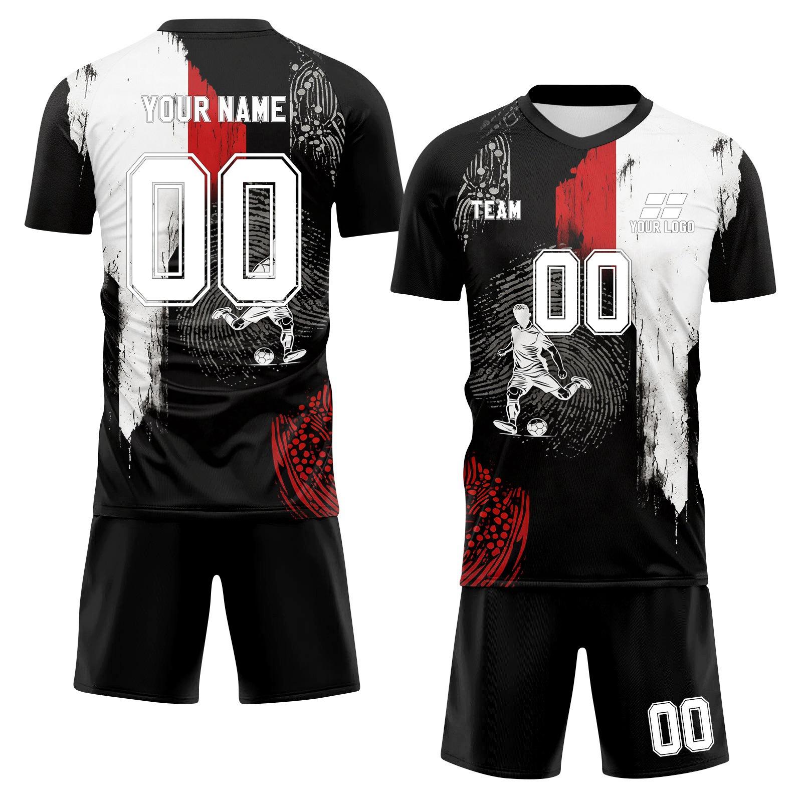 

Personalised Shirts Kit Mens Girls With Name Number Custom Football Jerseys For Boys Training Suit 16 чёрный