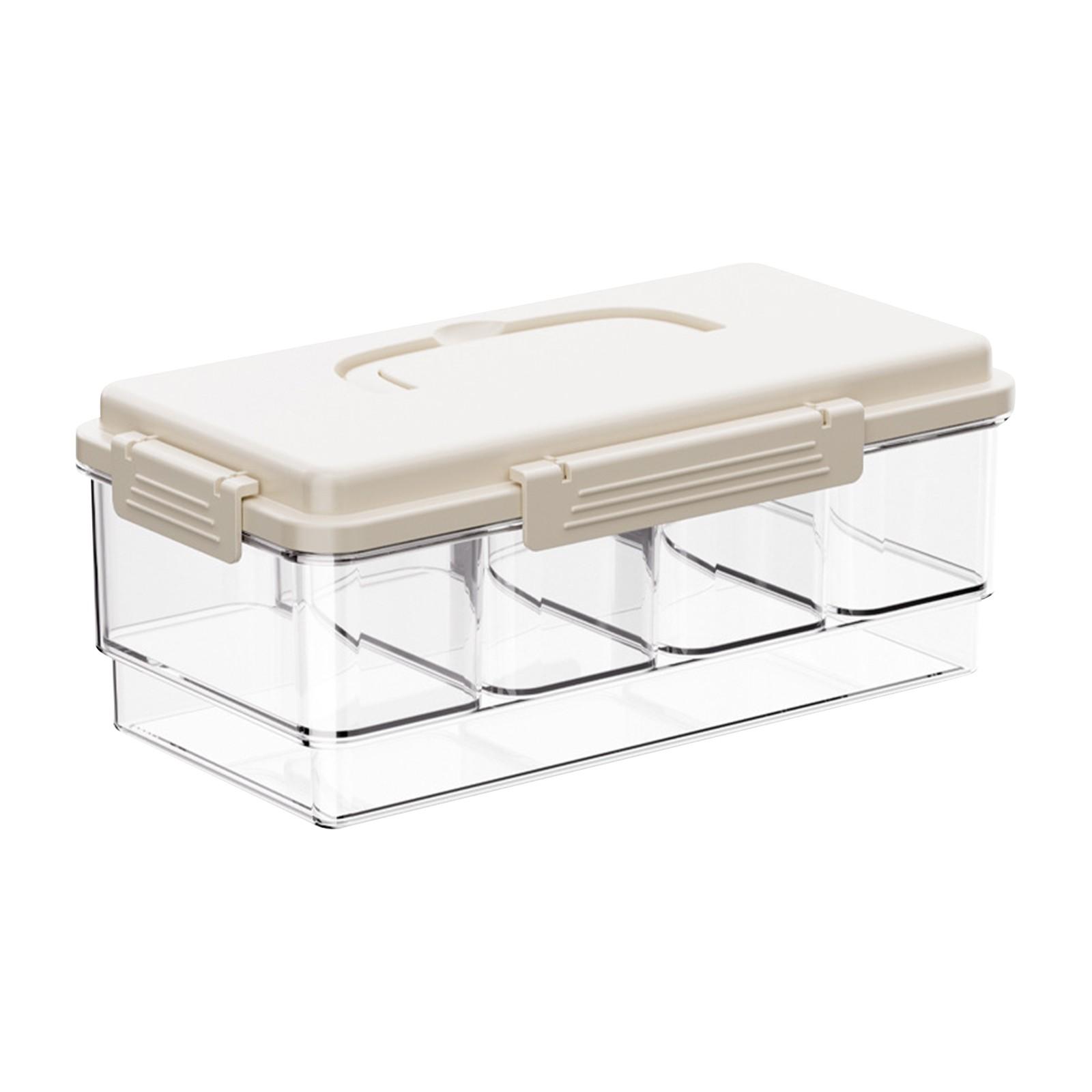 

Портативный контейнер для закусок с пакетом льда, 4 больших отделения, охлаждаемый дорожный поднос с крышкой для вечеринок на открытом воздухе, пикников One Size бежевый