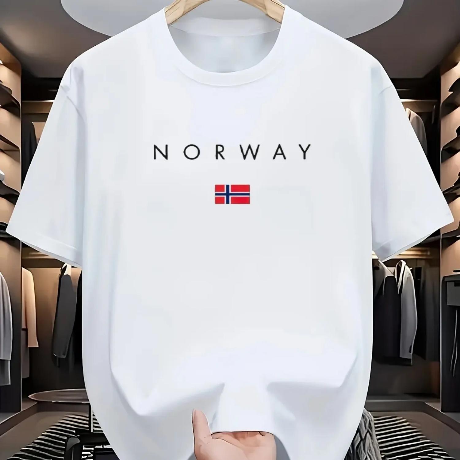 

Norway Cotton TShirt Mens Casual Streetwear Hipster Minimalist Sporty Summer Short Sleeve S чёрный