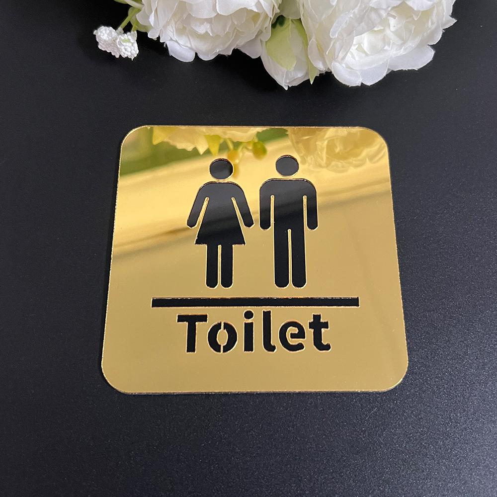 Bathroom Sign Acrylic Mirror Wall Sticker WC Toilet Entrance Signs Self Adhesive Wall Sticker Men Women Door Sticker for Hotel