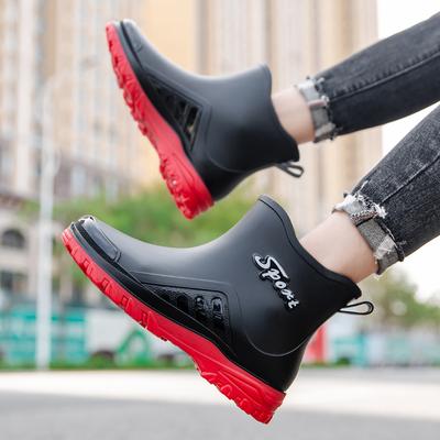 Korean Style Fashion Waterproof Shoes for Men, Non-slip Four Seasons Universal Short Barrel PVC Fishing Shoes