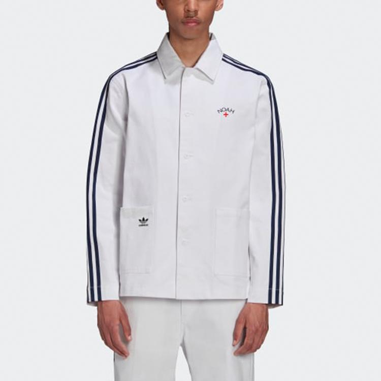 Adidas Originals X Noah Collaborative Logo Stripe Sports Jacket Men Jackets White GS1391