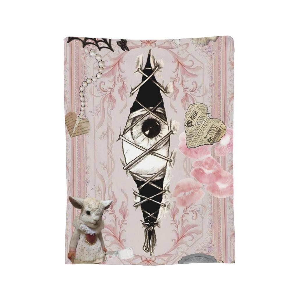 Halloween Gothic Blanket Flannel Romantic Goth Soft Throw Blanket for Car Sofa Couch Bed Rug