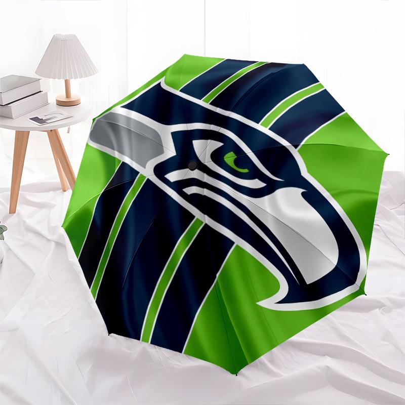 Seattle Seahawks pattern, automatic folding umbrella, portable and foldable design, 8 ribs, a Christmas or birthday gift.