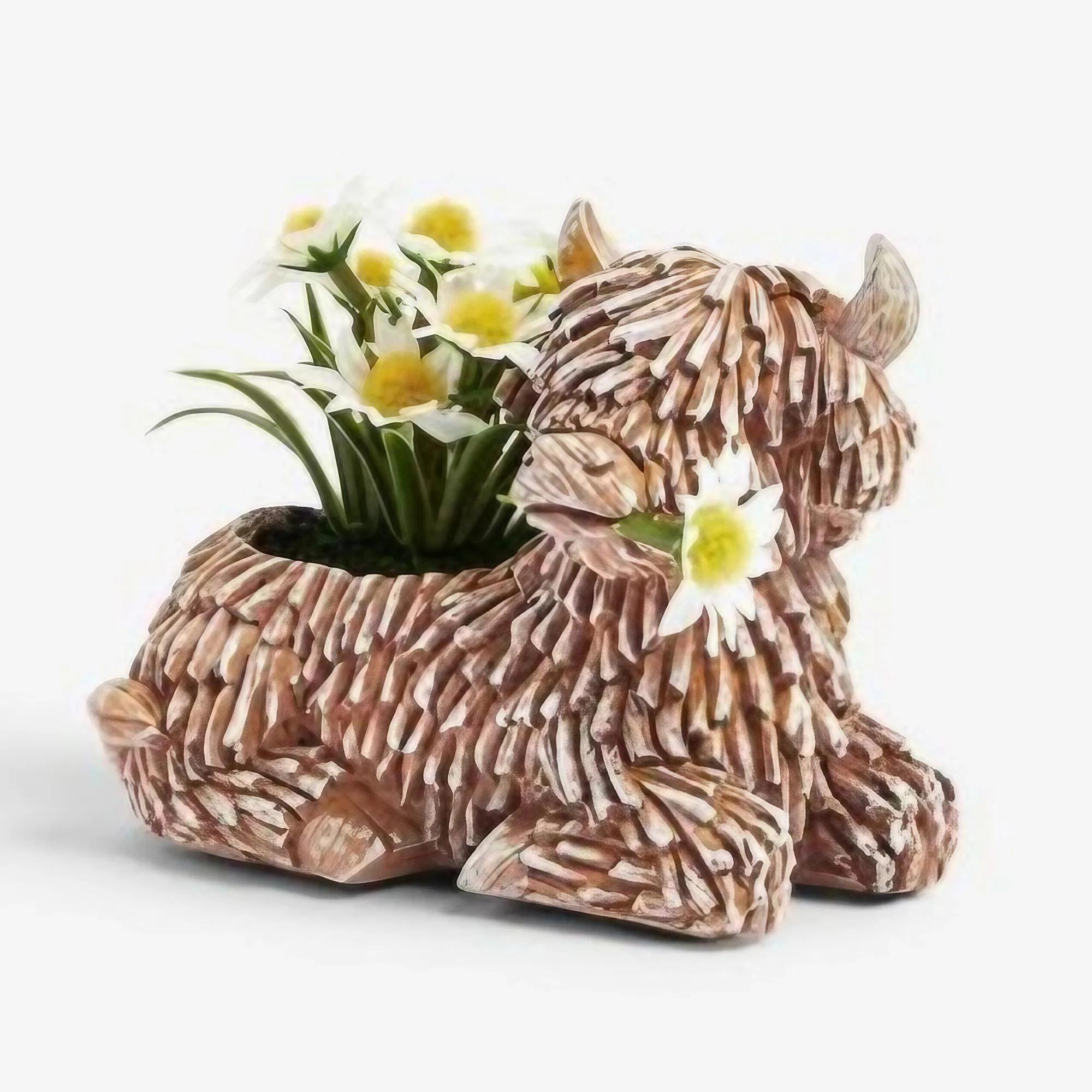 

Новинка Горный як Цветочный горшок Полимерная фигурка, Горная корова Дом Гостиная Настольная скульптура Растение Цветочный горшок Украшение, Праздничный подарок серый