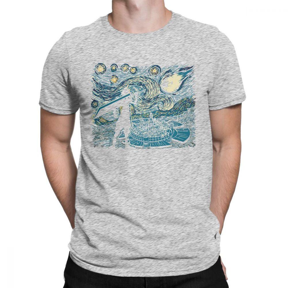 Men Starry Fantasy Van Gogh Final Fantasy T Shirts Portrait Vincent Pop Art Game Cotton Funny Short Sleeve Tees Gift T-Shirts
