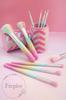 Frepice Makeup Brushes with Powder Makeup Blush Storage and Mirror (10-Piece Set) Brush, Brush, Brush, Case, Cleaner, (Pink Lemon)