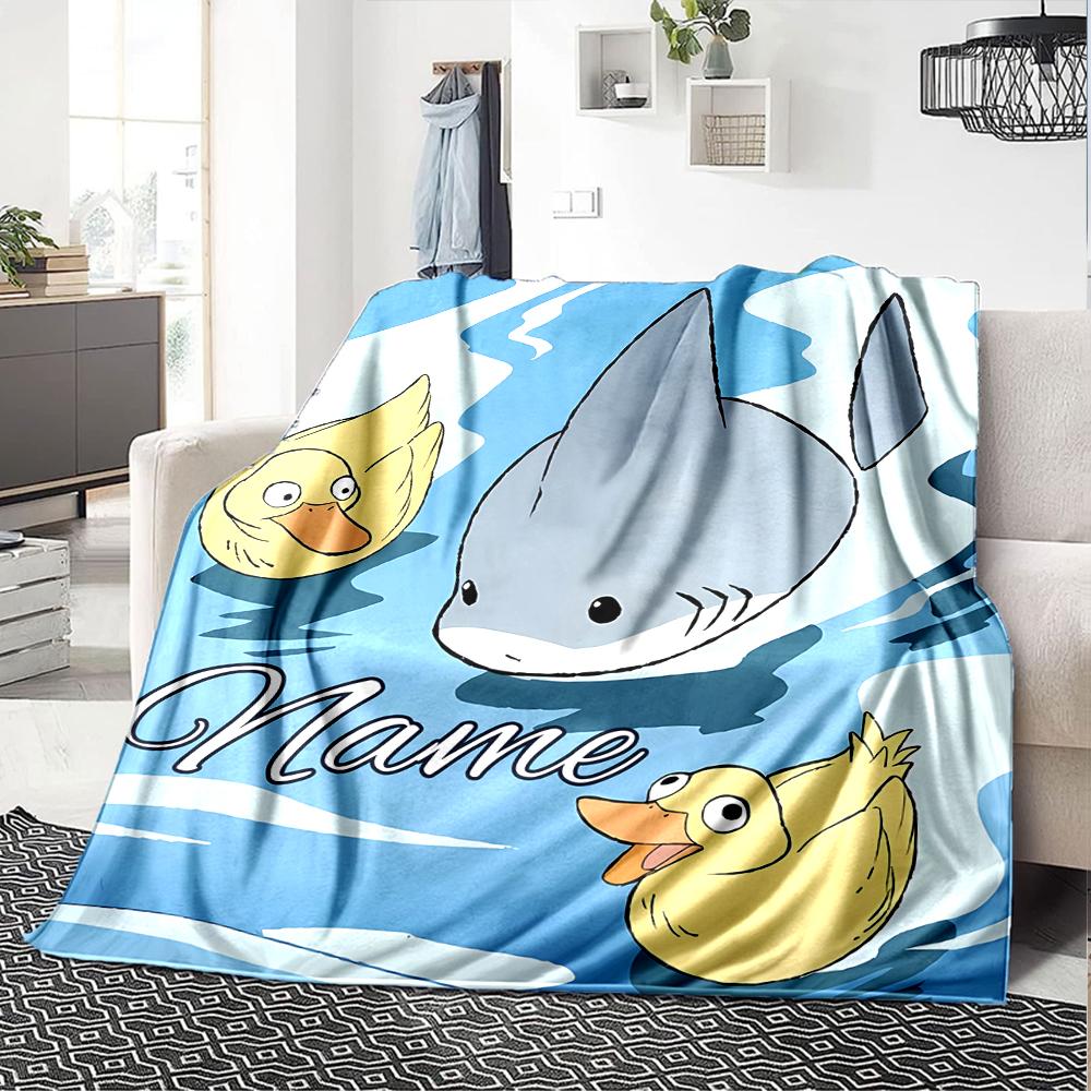 Customiz Name Personality Jeff the Land Shark Blanket Soft &Warm Sofa Office Bed Travel Lunch Break Blanket, Gift Suitable All Seasons