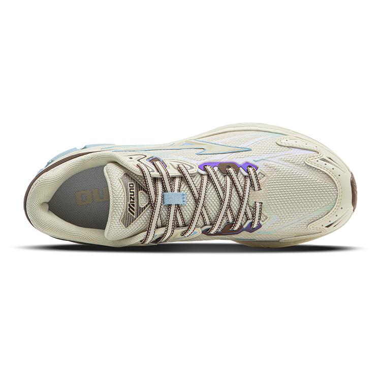 Mizuno Halo Mix Retro Trend Low-Top Running Shoes Women Sneaker White Brown Blue D1GH240816