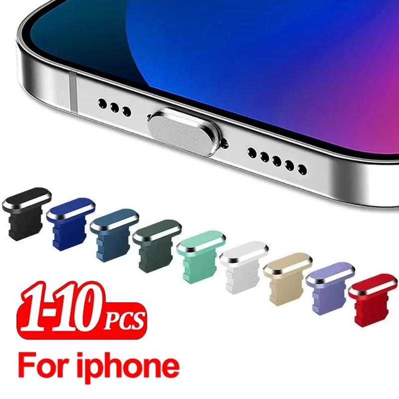 2 Stück Metallstecker Aluminium Staubschutz für iPhone 14 13 12 Mini 11 Pro Max XS 8 Plus iPad AirPods Apple Serie Lightning-Anschlussabdeckung