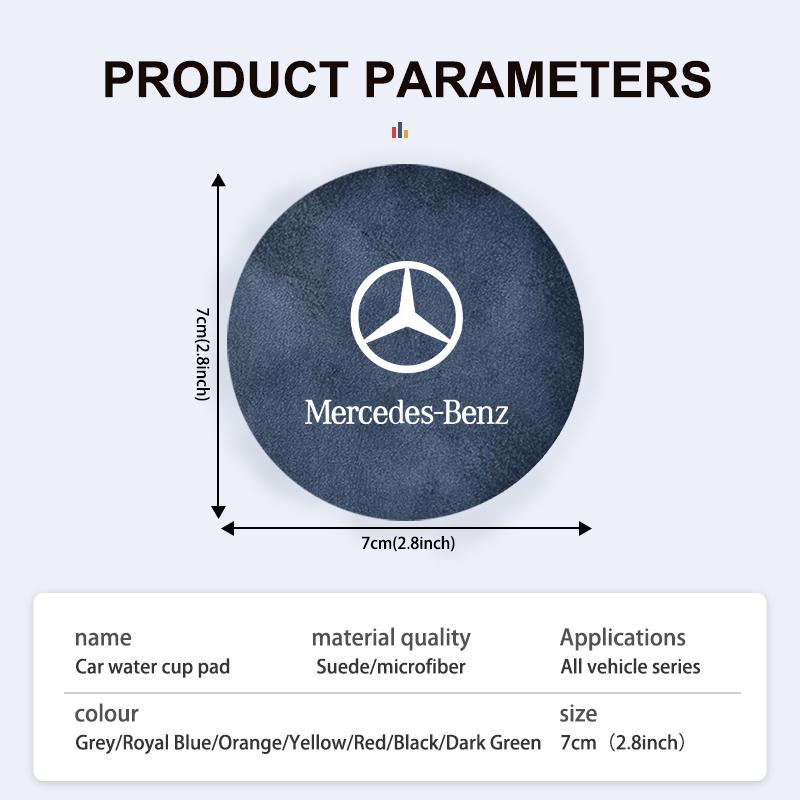 Suede Car Coaster Water Cup Holder Anti-Slip Pad Accessories For Benz AMG A C E S G Class W201 W210 W108 W204 W205 W203 QS1