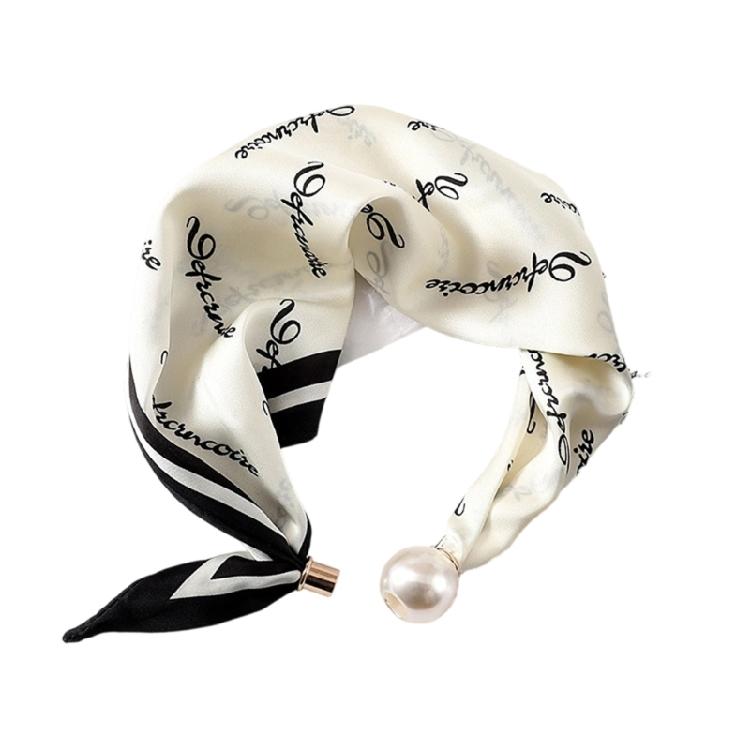 Office Ready Magnetic Neck Scarf for Women, Printed Smooth Scarflette with Clasp Closure for Daily Outfit Wear