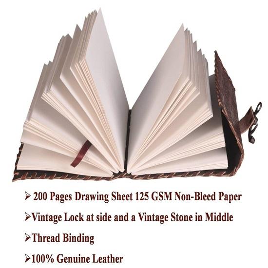 Kožený diář se zámkem a zeleným kamenem, zápisník pro muže a ženy, 240 čistých stránek, 17,78 x 12,7 cm, diář na cesty, dárek, nový rok, pro psaní deníku