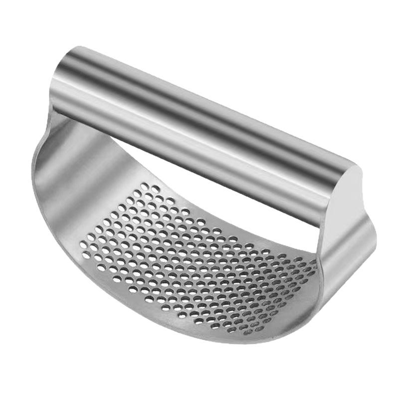 Stainless Steel Ring-Shaped Garlic Press & Peeler – Manual Kitchen Tool for Crushing Garlic