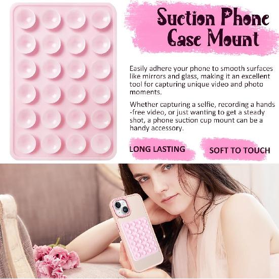 Anteel 2 Pack Silicone Suction Phone Case Adhesive Mount, Strong Grip Holder for Selfies and Videos, Hands-Free Sticky Phone Grip for iPhone and