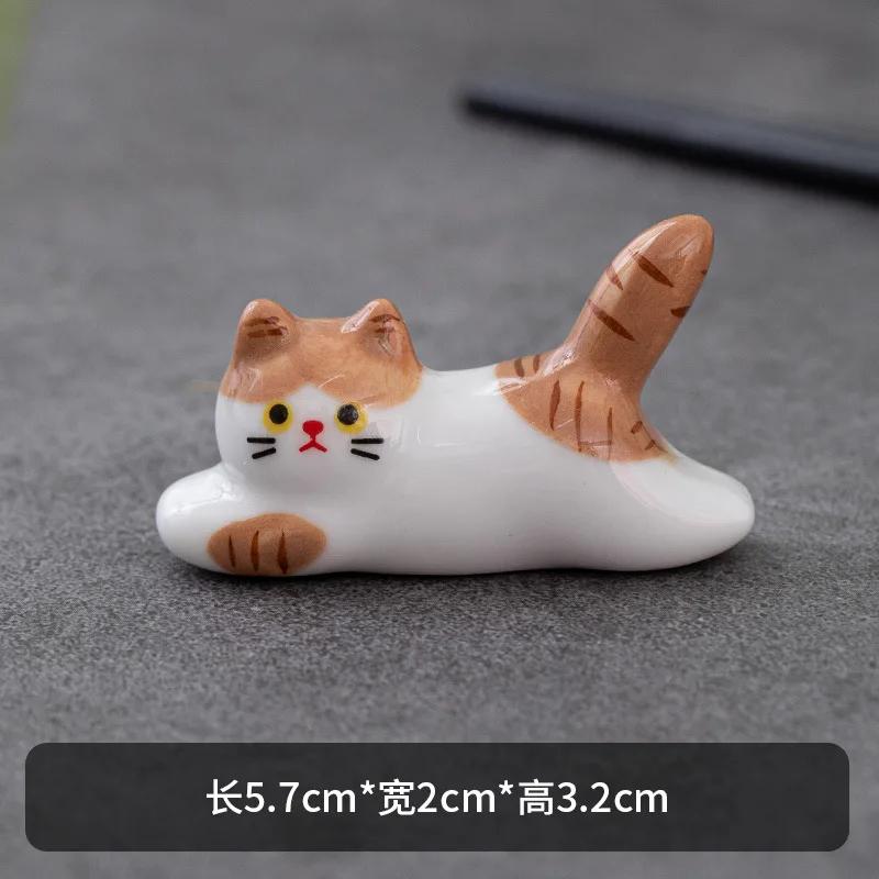 1pc Ceramic Cute Chopstick Holder Tableware Japanese Style Underglaze Restaurant Simple Oval Spoon Bracket Utensil for Kitchen