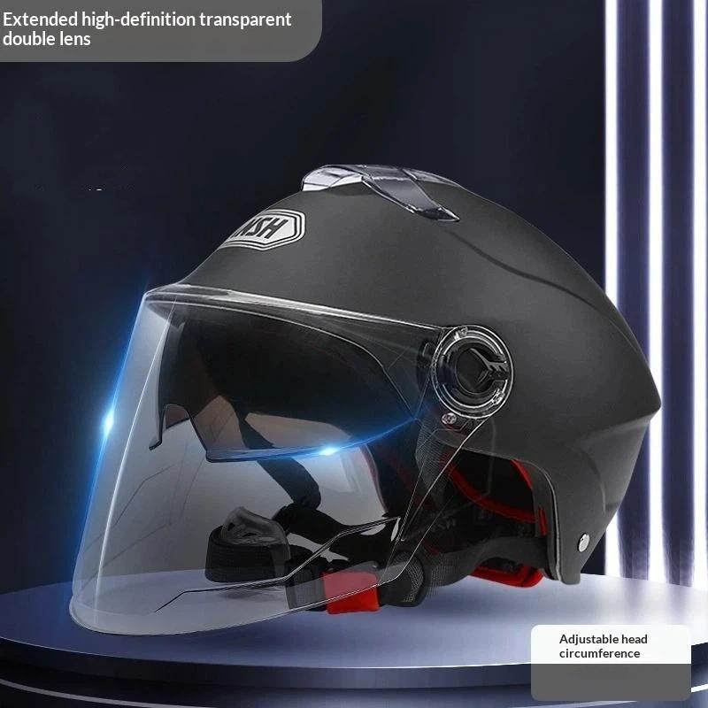 1Pcs Electric Bike Half Helmet Double Lens Electric Motorcycle Helmet Summer Sun Protection Safety Helmet For Women Men