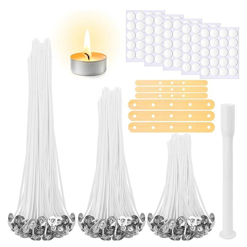 A44Z-Candle Wicks For Candle Making,Candle Wick Stickers,Wooden Candle Wick Centering Device,Pre Waxed Cotton Wick